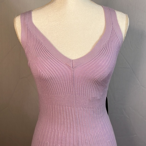 NWT Express Lavender Fit & Flared Ribbed Sweater Dress Size Small - Picture 3 of 9
